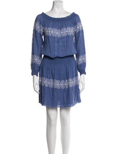 Pre-owned Tory Burch Printed Mini Dress In Blue