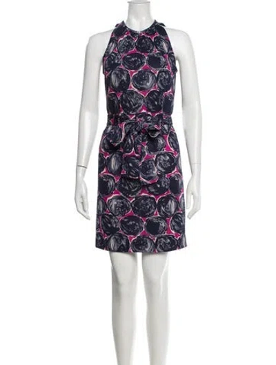 Pre-owned Tory Burch Printed Mini Dress In Blue
