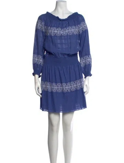 Pre-owned Tory Burch Printed Mini Dress In Blue