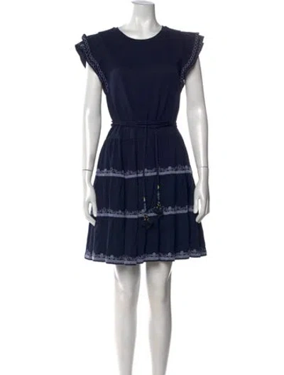 Pre-owned Tory Burch Printed Mini Dress In Blue
