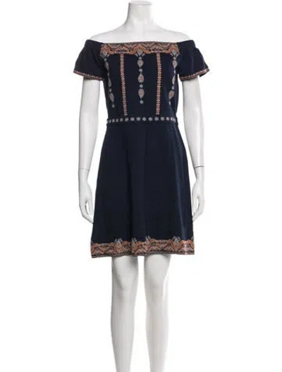 Pre-owned Tory Burch Printed Mini Dress In Blue