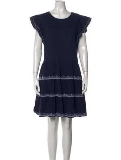 Pre-owned Tory Burch Printed Mini Dress In Blue