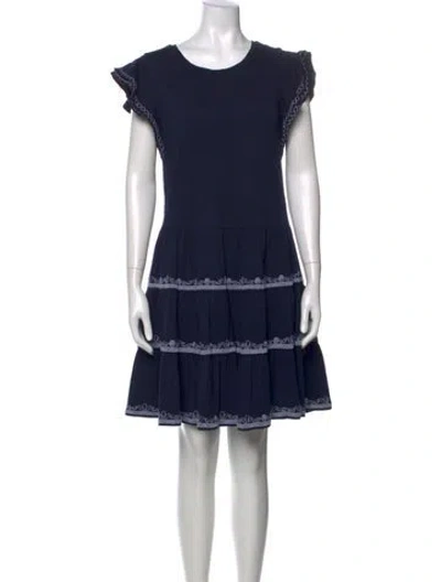 Pre-owned Tory Burch Printed Mini Dress In Blue