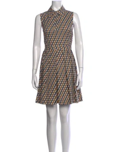 Pre-owned Tory Burch Printed Mini Dress In Blue
