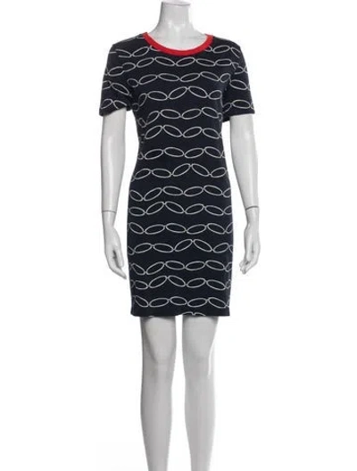 Pre-owned Tory Burch Printed Mini Dress In Blue