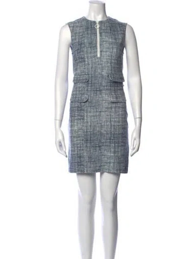 Pre-owned Tory Burch Printed Mini Dress In Blue/neutrals