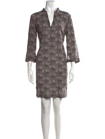 Pre-owned Tory Burch Printed Mini Dress In Brown