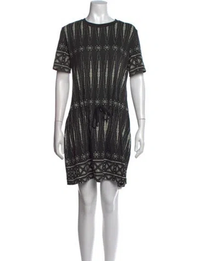Pre-owned Tory Burch Printed Mini Dress In Gray