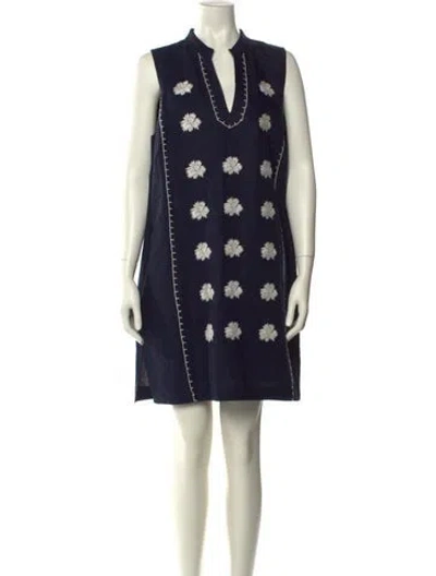Pre-owned Tory Burch Printed Mini Dress In Green