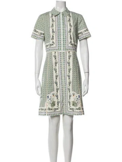 Pre-owned Tory Burch Printed Mini Dress In Green
