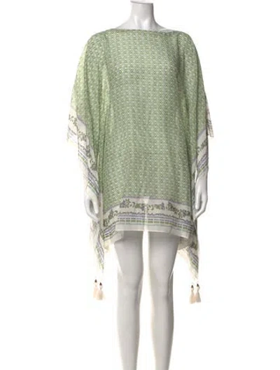 Pre-owned Tory Burch Printed Mini Dress In Green