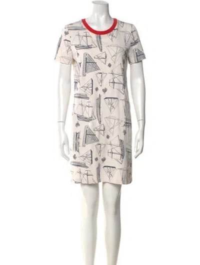 Pre-owned Tory Burch Printed Mini Dress In Neutral