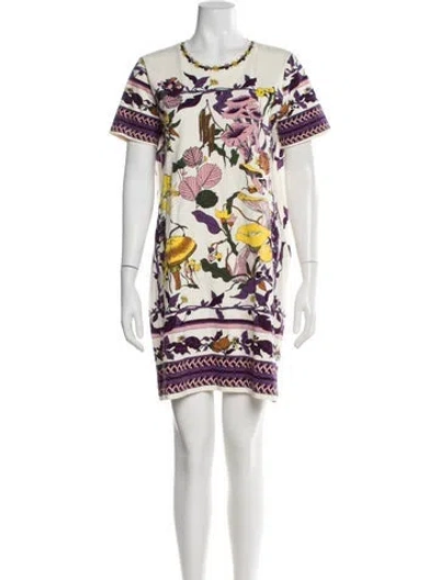 Pre-owned Tory Burch Printed Mini Dress In Neutral
