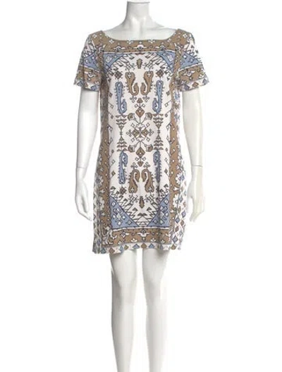 Pre-owned Tory Burch Printed Mini Dress In Neutral