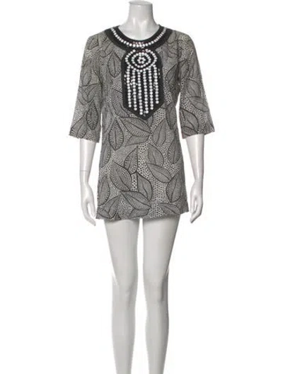 Pre-owned Tory Burch Printed Mini Dress In Neutral