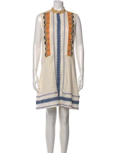 Pre-owned Tory Burch Printed Mini Dress In Neutral