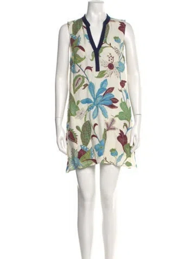Pre-owned Tory Burch Printed Mini Dress In Neutral