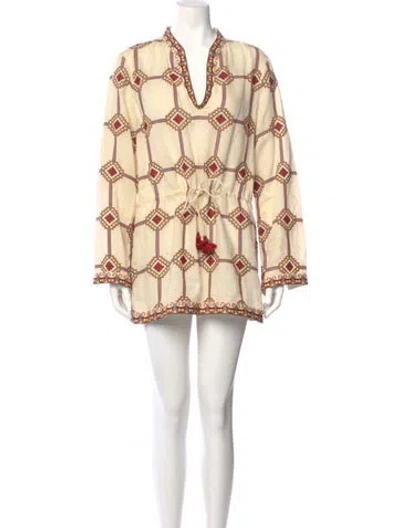 Pre-owned Tory Burch Printed Mini Dress In Neutral