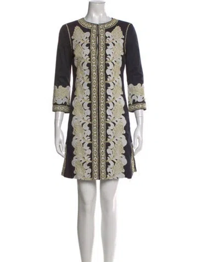 Pre-owned Tory Burch Printed Mini Dress In Neutral