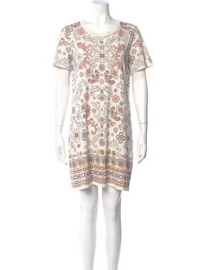 Pre-owned Tory Burch Printed Mini Dress In Neutral