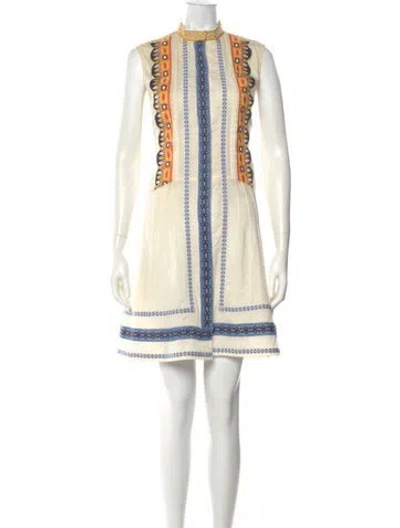 Pre-owned Tory Burch Printed Mini Dress In Neutral