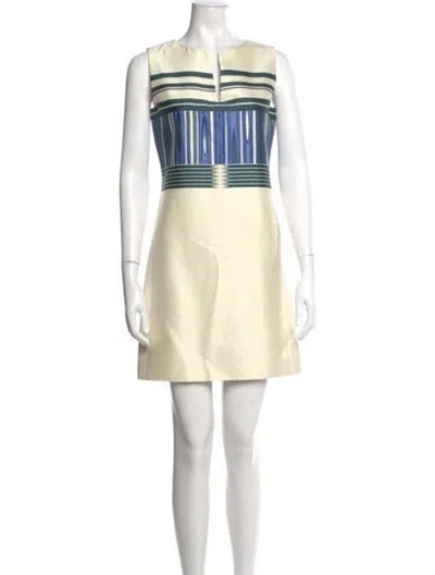 Pre-owned Tory Burch Printed Mini Dress In Neutral