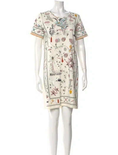 Pre-owned Tory Burch Printed Mini Dress In Neutral