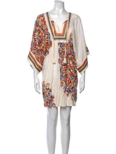Pre-owned Tory Burch Printed Mini Dress In Neutral