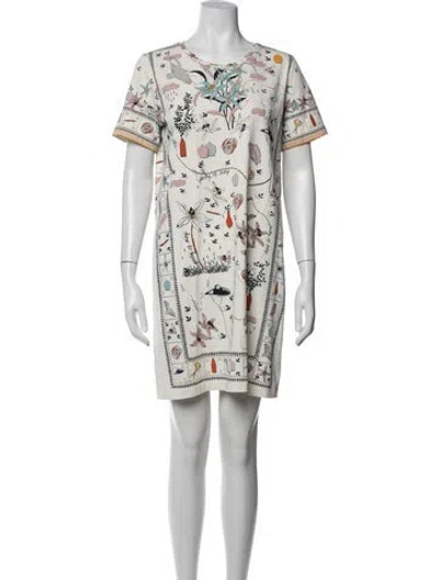 Pre-owned Tory Burch Printed Mini Dress In Neutrals