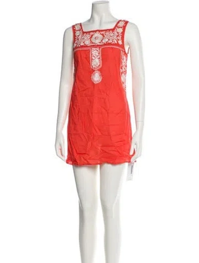 Pre-owned Tory Burch Printed Mini Dress In Orange