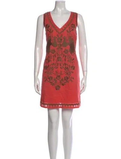 Pre-owned Tory Burch Printed Mini Dress In Orange