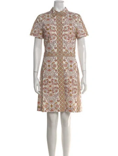 Pre-owned Tory Burch Printed Mini Dress In Orange