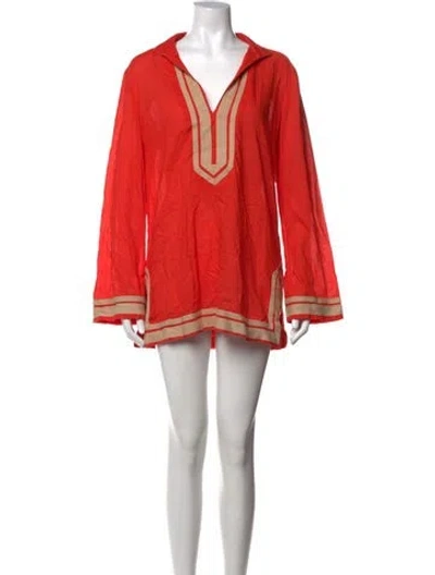 Pre-owned Tory Burch Printed Mini Dress In Orange