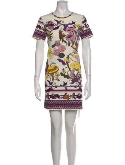 Pre-owned Tory Burch Printed Mini Dress In Purple