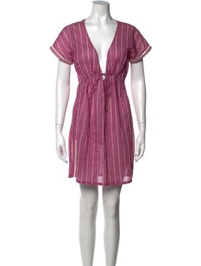 Pre-owned Tory Burch Printed Mini Dress In Purple