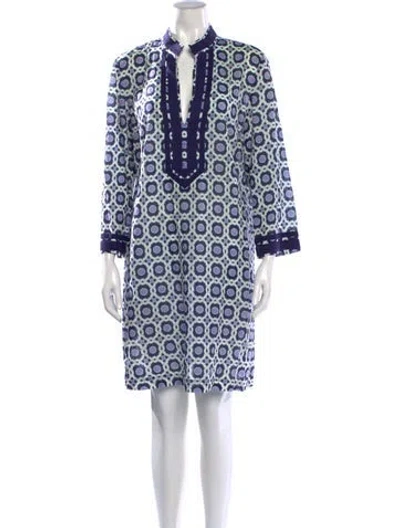 Pre-owned Tory Burch Printed Mini Dress In Purple