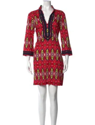 Pre-owned Tory Burch Printed Mini Dress In Red