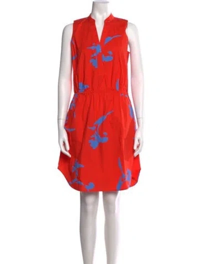 Pre-owned Tory Burch Printed Mini Dress In Red