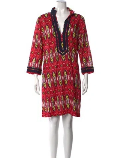 Pre-owned Tory Burch Printed Mini Dress In Red