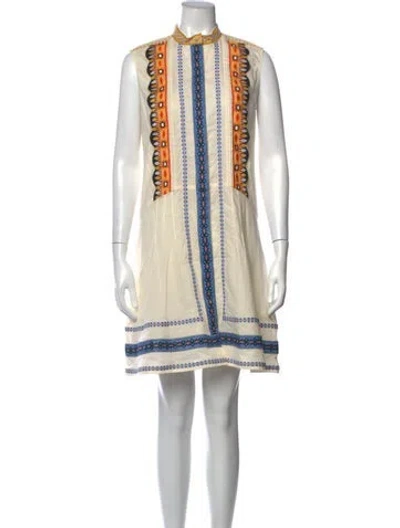Pre-owned Tory Burch Printed Mini Dress W/ Tags In Neutrals