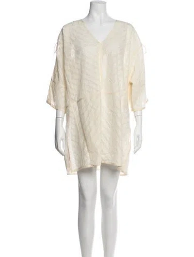 Pre-owned Tory Burch Printed Mini Dress W/ Tags In White