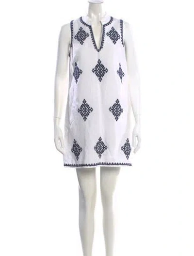Pre-owned Tory Burch Printed Mini Dress In White