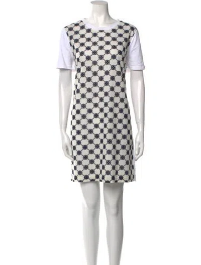 Pre-owned Tory Burch Printed Mini Dress In White