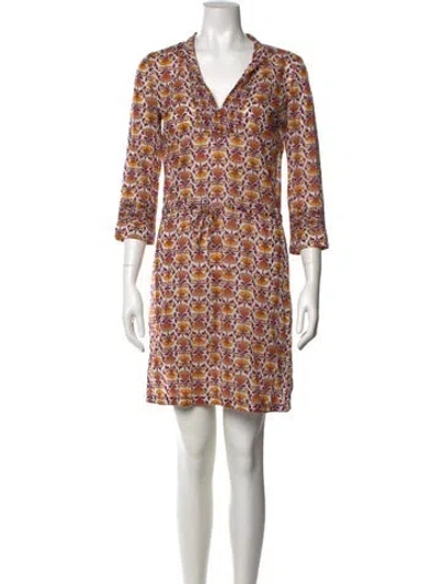 Pre-owned Tory Burch Printed Mini Dress In White
