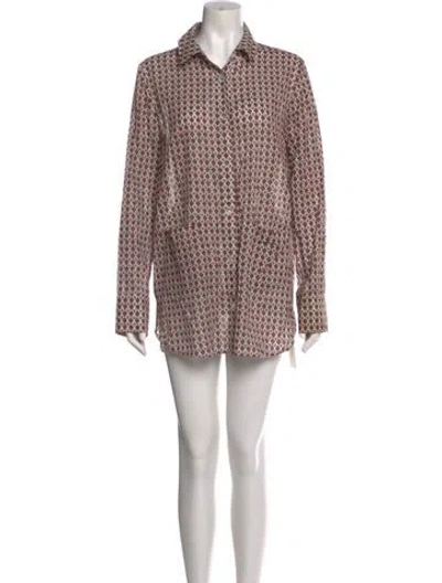 Pre-owned Tory Burch Printed Mini Dress In White