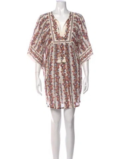 Pre-owned Tory Burch Printed Mini Dress In White