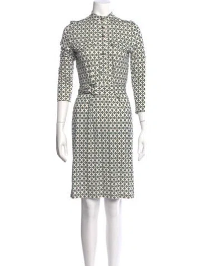 Pre-owned Tory Burch Printed Mini Dress In White