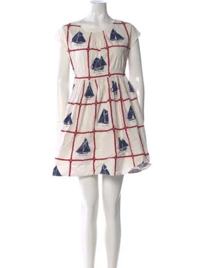 Pre-owned Tory Burch Printed Mini Dress In White