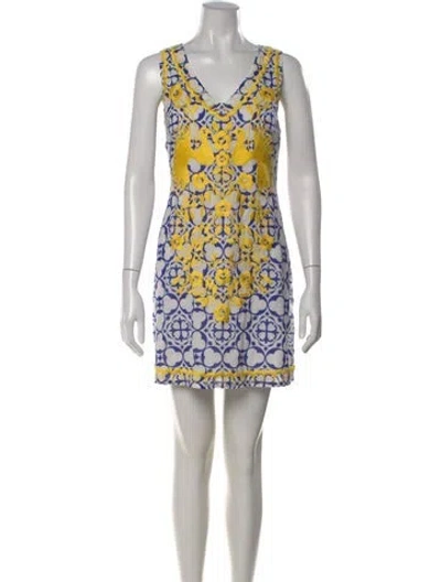 Pre-owned Tory Burch Printed Mini Dress In White