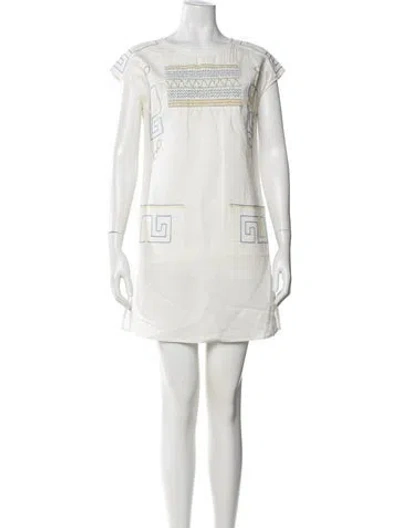 Pre-owned Tory Burch Printed Mini Dress In White